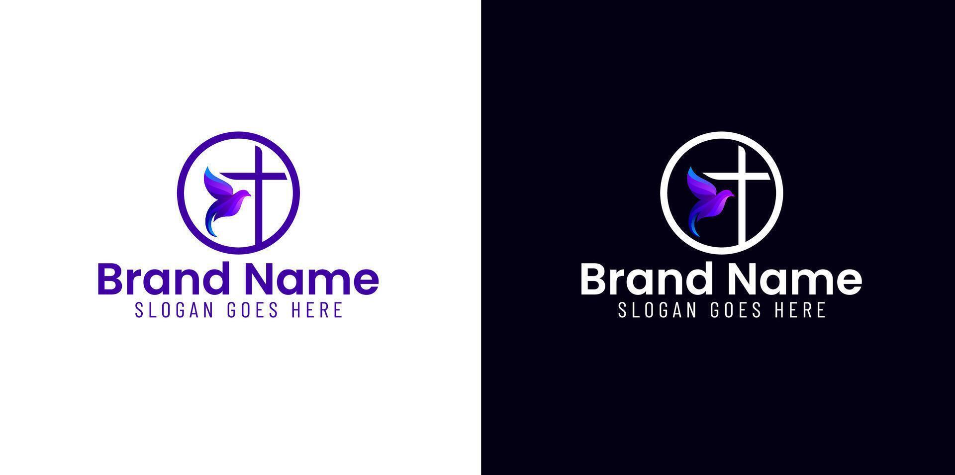 A Purple dove and Cross Logo vector
