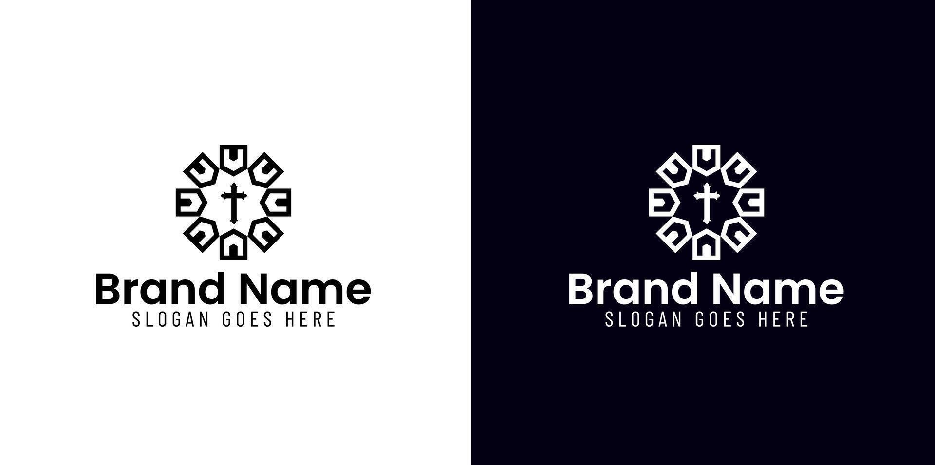 Logo of a cross and house vector