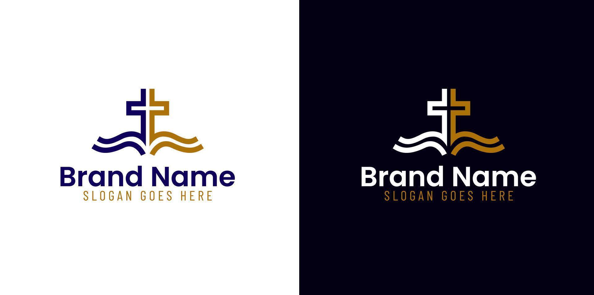 The cross and bible logo vector