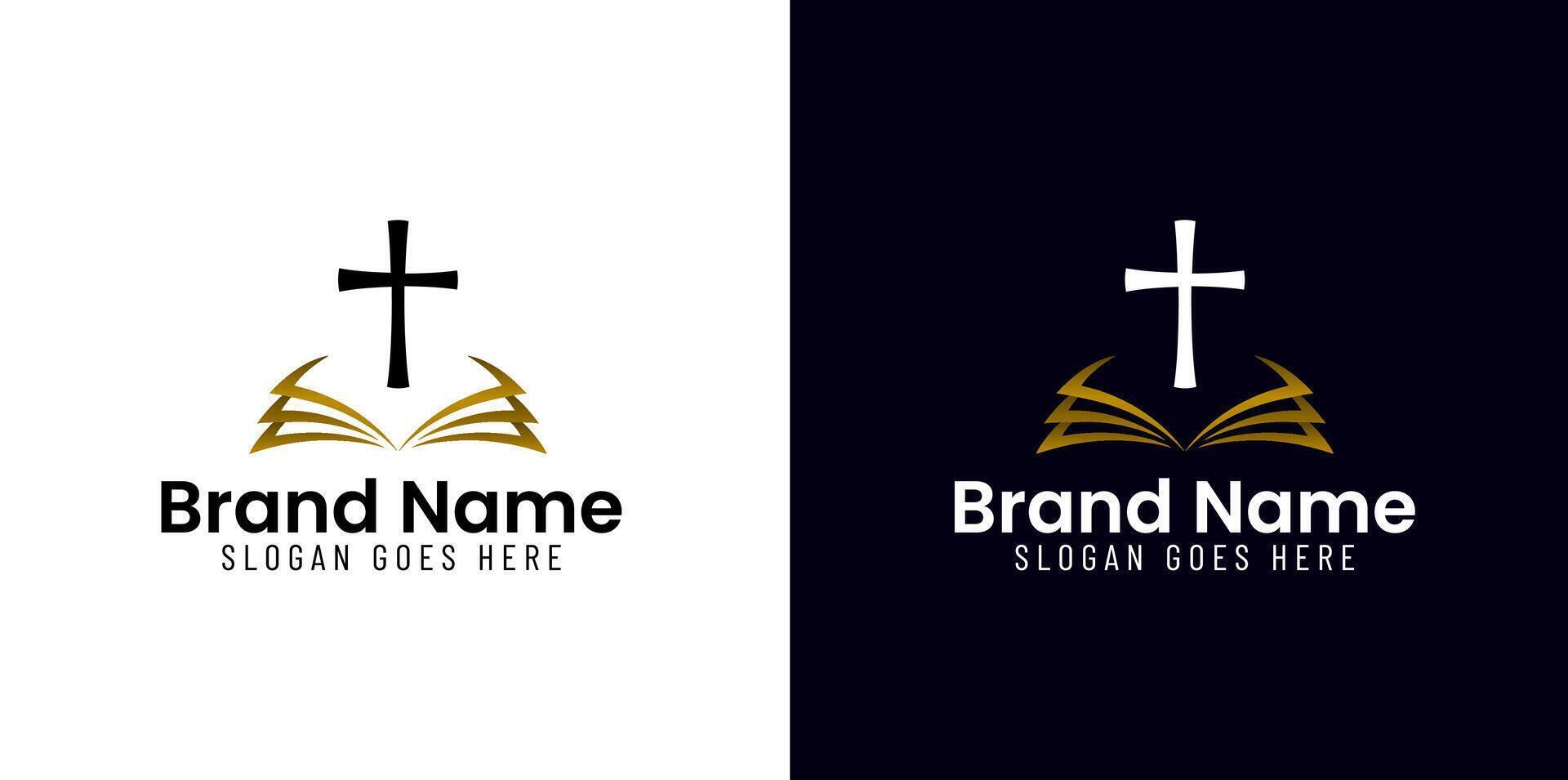 The cross and the bible logo design vector