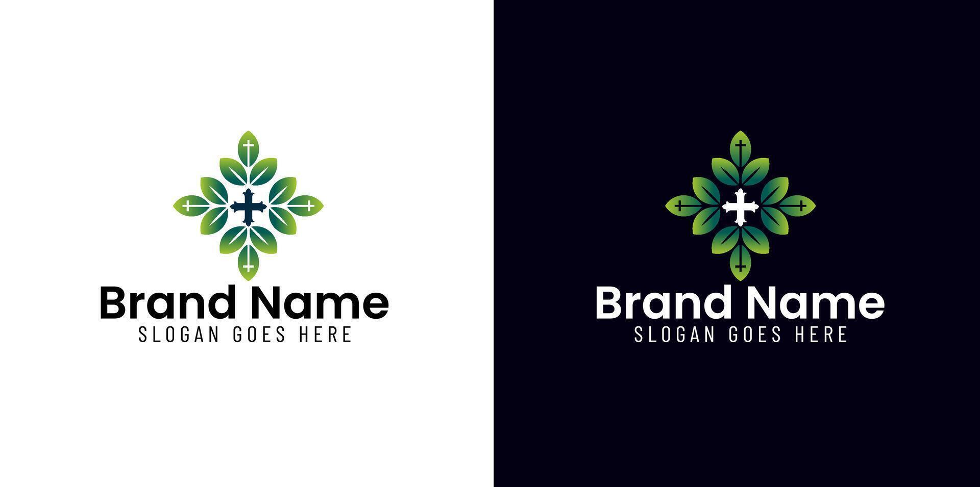 Logo of a leaf Cross vector
