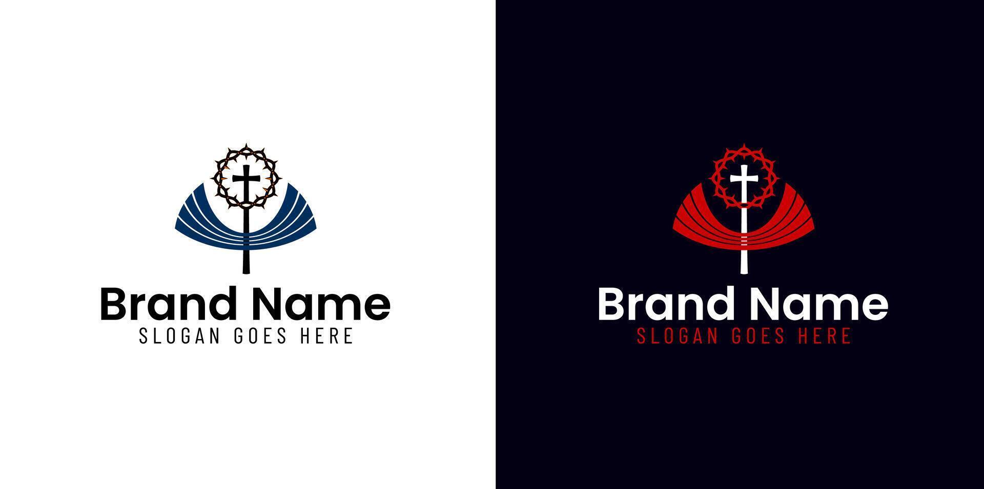 Cross and Thorn Crown Logo vector