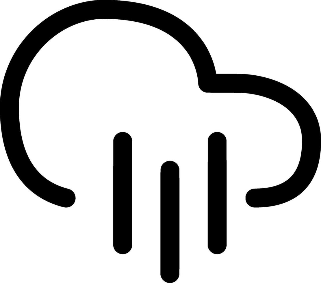 Minimalist Black and White Cloud Rain Icon. Ideal for Weather Apps, Web Design, and UI Elements, Representing Rain Forecasts, Weather Symbols, and Digital Interfaces for Modern Branding vector
