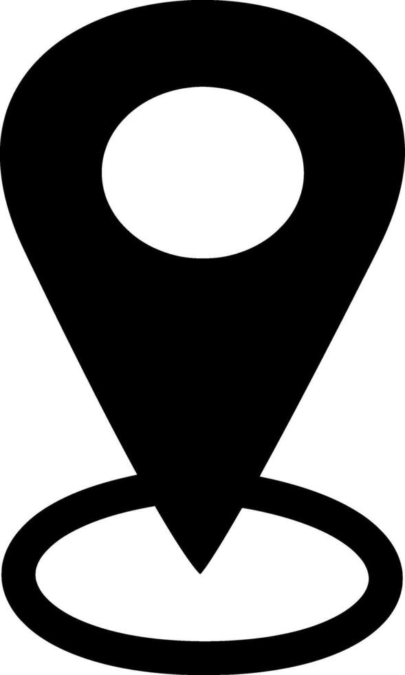 Minimalist black and white location icon, perfect for web design, mobile apps, and navigation interfaces. Clean, simple symbol suitable for maps, GPS systems and projects requiring location indicators vector