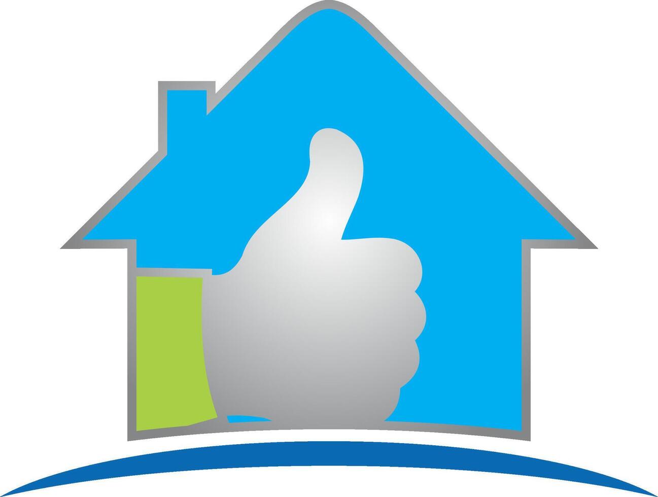 A house with thumbs up and a blue background vector