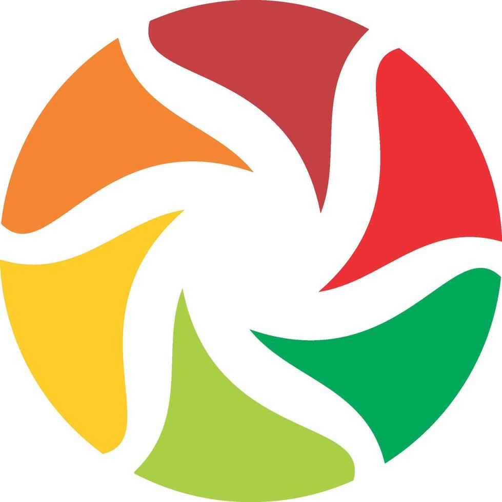 The logo for the company is a colorful circular shape vector