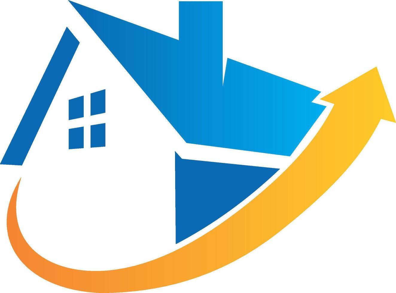 The house and arrow logo vector