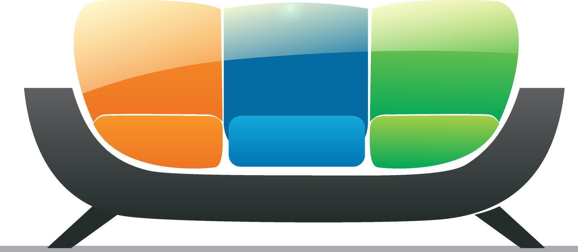 A colorful chair with a black base vector