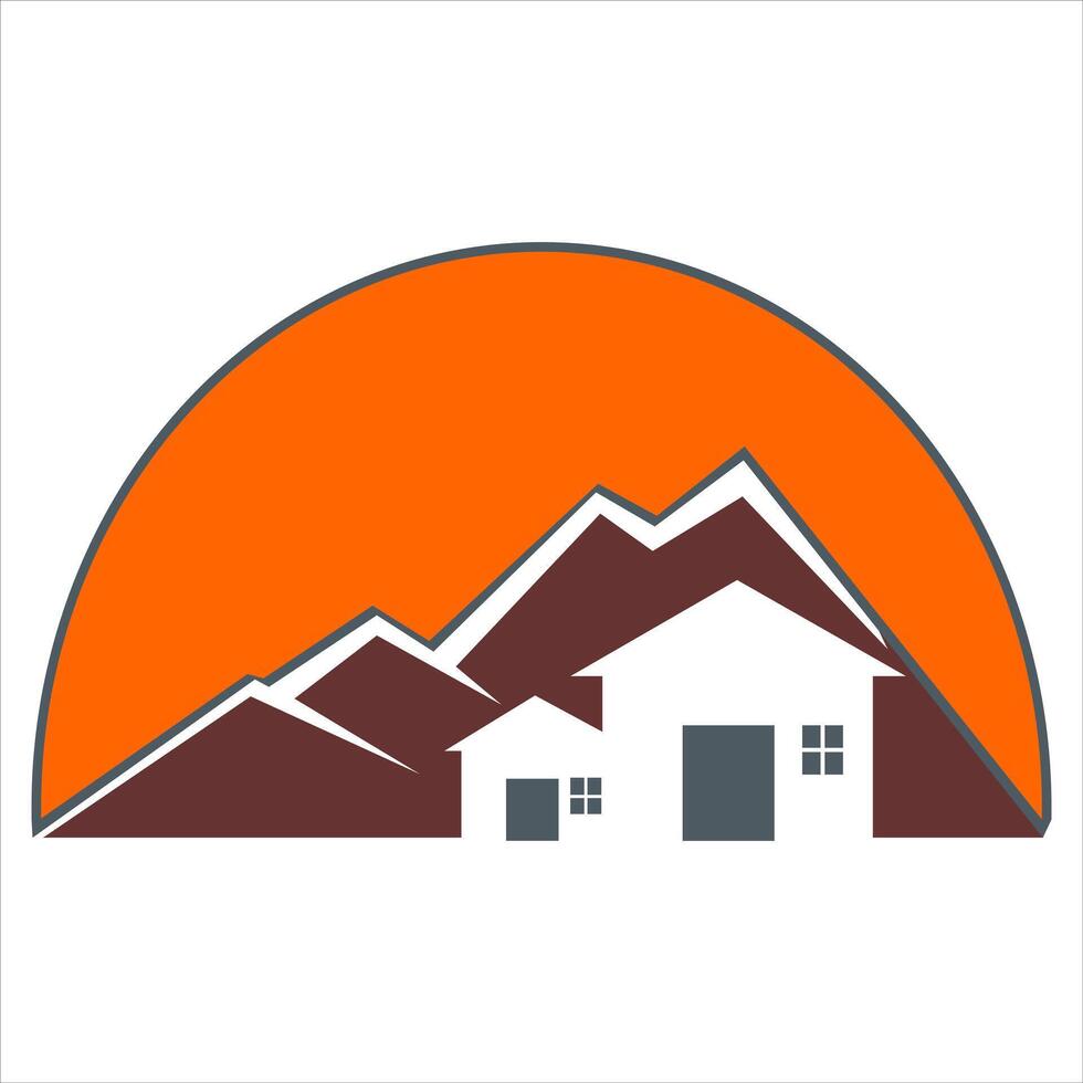 A house and mountain in the background vector