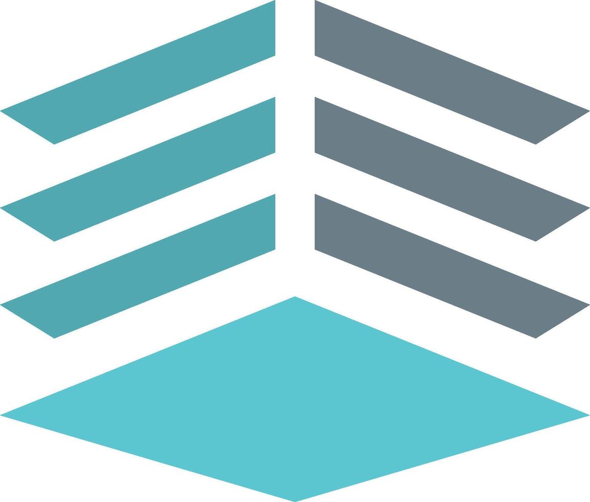 The logo for the company, which is made up of three arrows vector