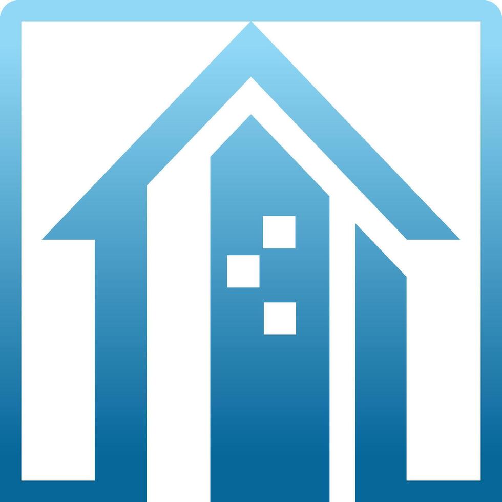 A blue house icon with a square shape vector