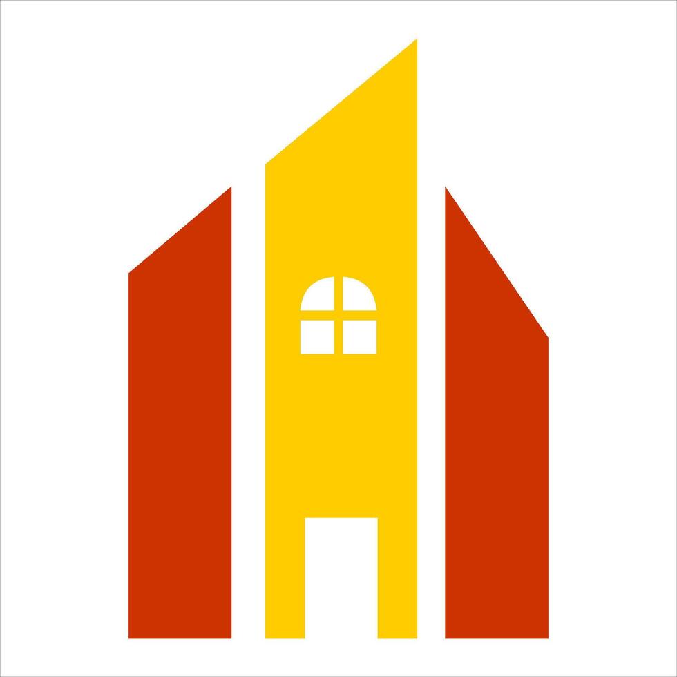 A yellow and red house icon vector