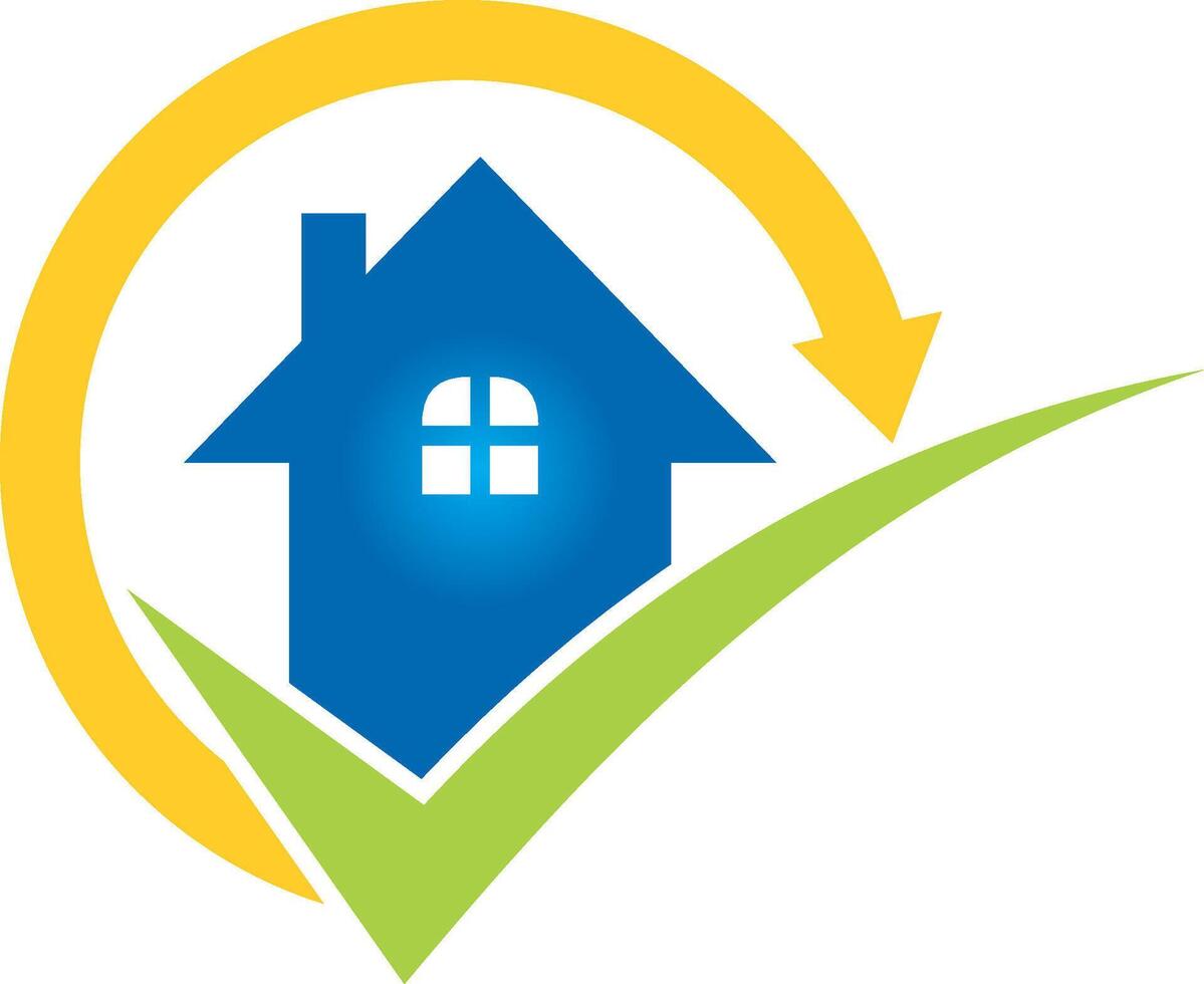 The home inspection logo with a house and arrow vector