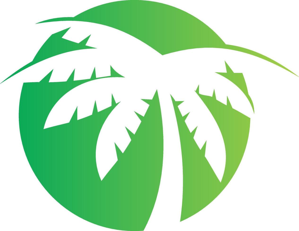 A green palm tree logo with a white background vector