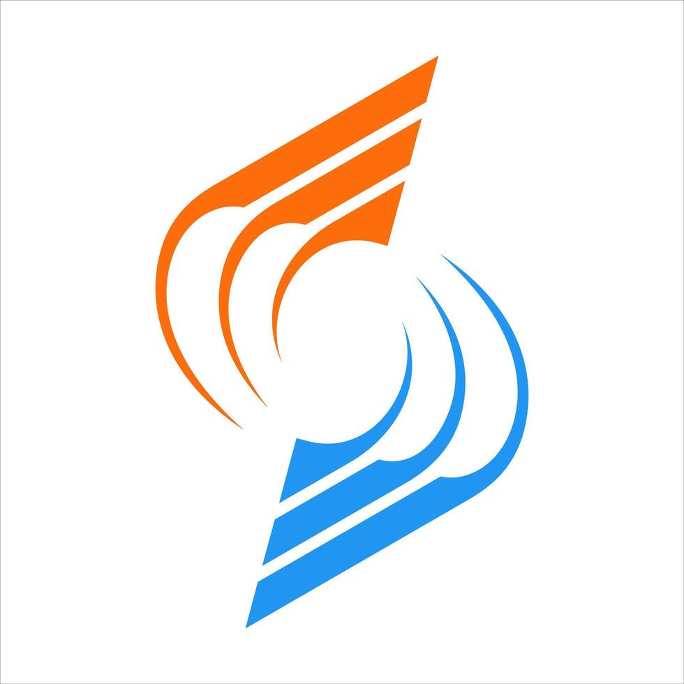 A logo with a blue and orange wave vector