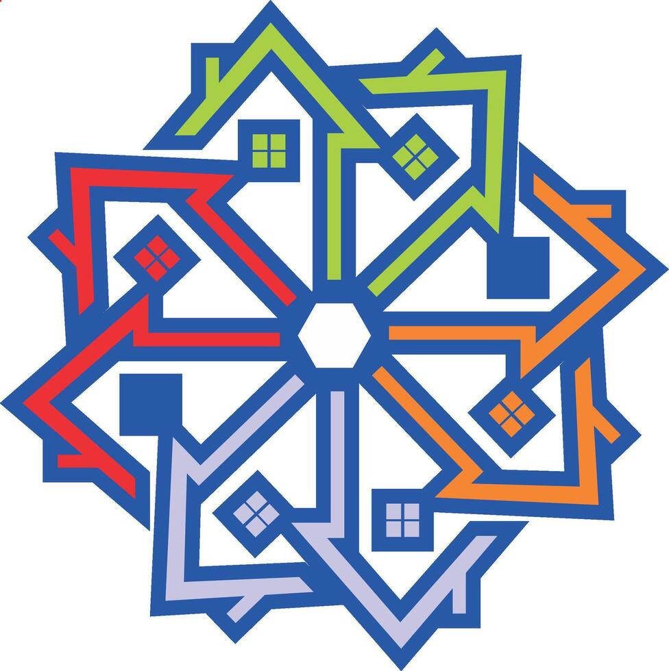 The logo for the arabic house of the future vector