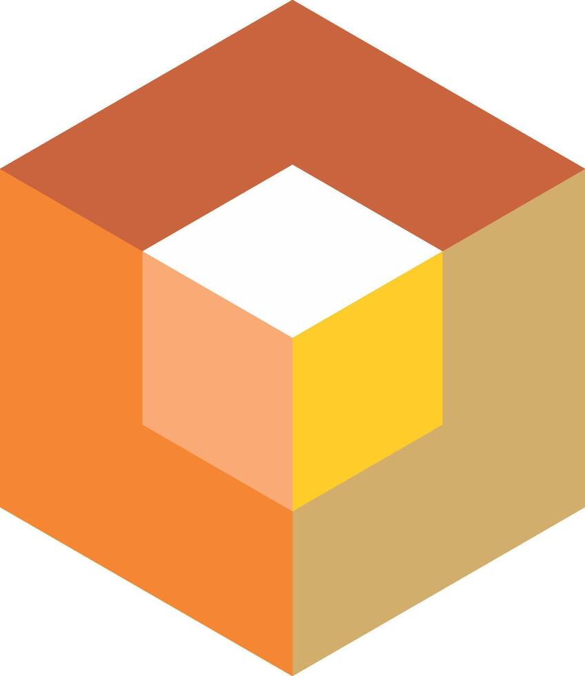 A cube with orange and yellow colors vector