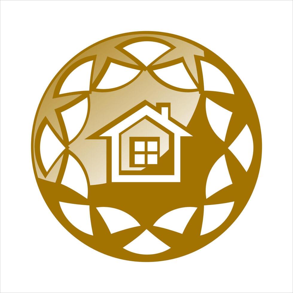 Golden house icon vector