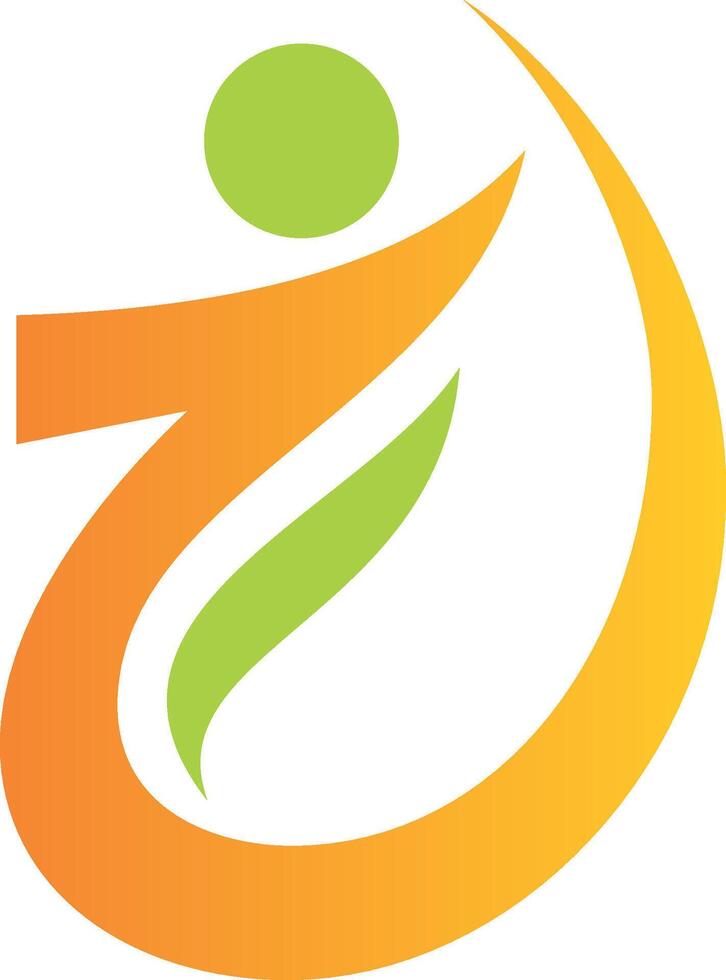 The logo for the company, which is orange and green vector