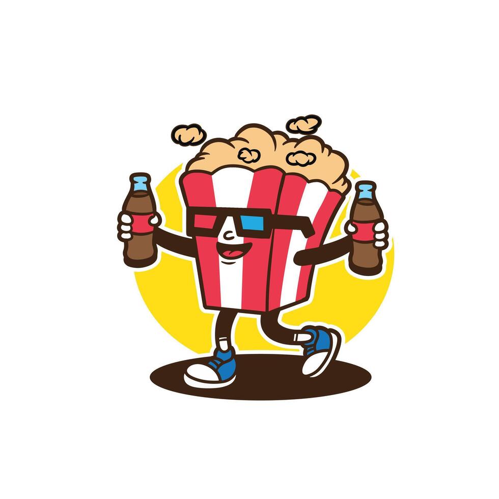 mascot popcorn good for brand, groovy character, mascot character, etc vector