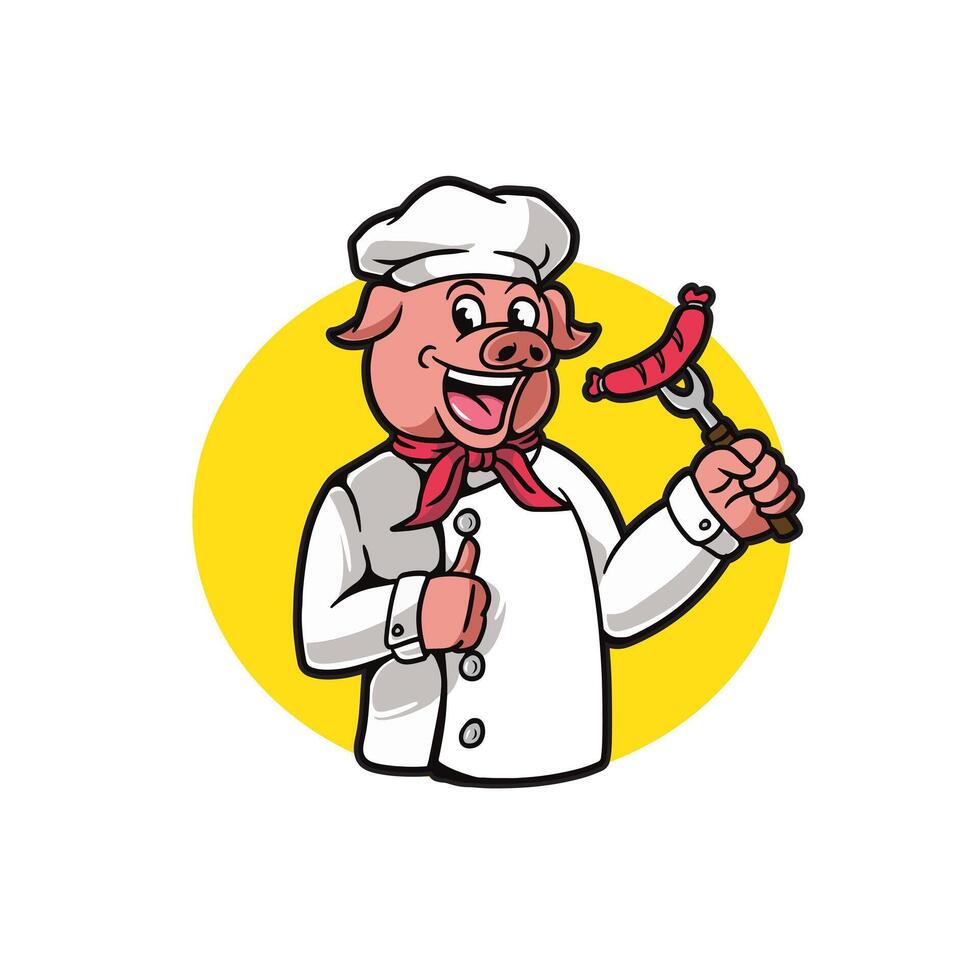 mascot logo pig good for branding vector