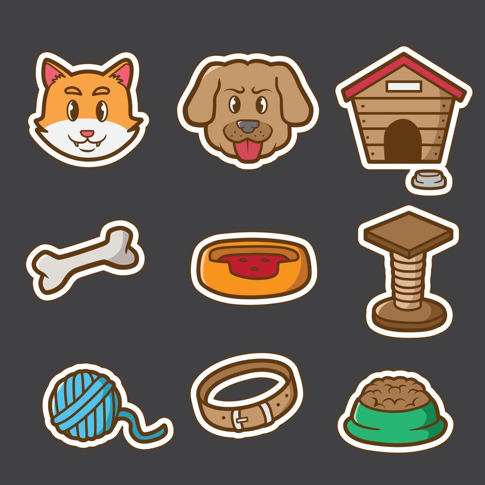 sets of pets good for sticker, pin, t shirt pattern and design vector