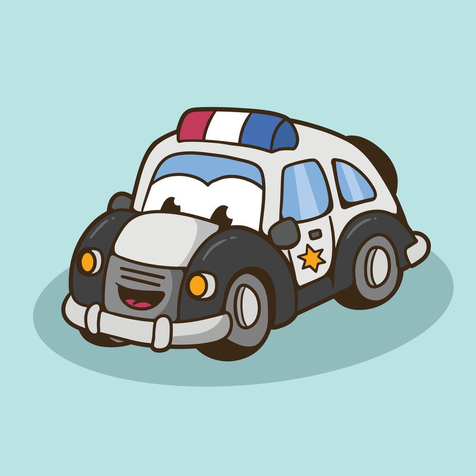 police car cartoon good for mascot design, sticker design, t shirt design, etc vector