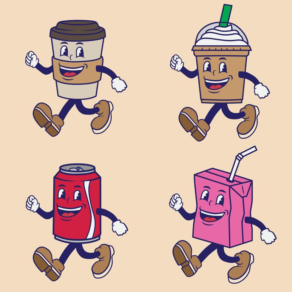 drink mascot logo with retro style good for design and logo vector