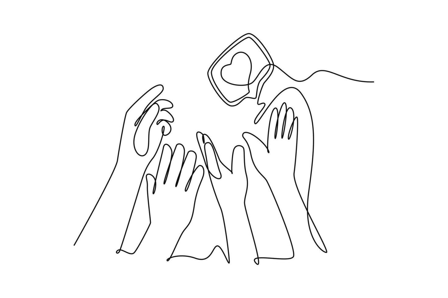 Social media concept. Single line draw design graphic illustration. vector