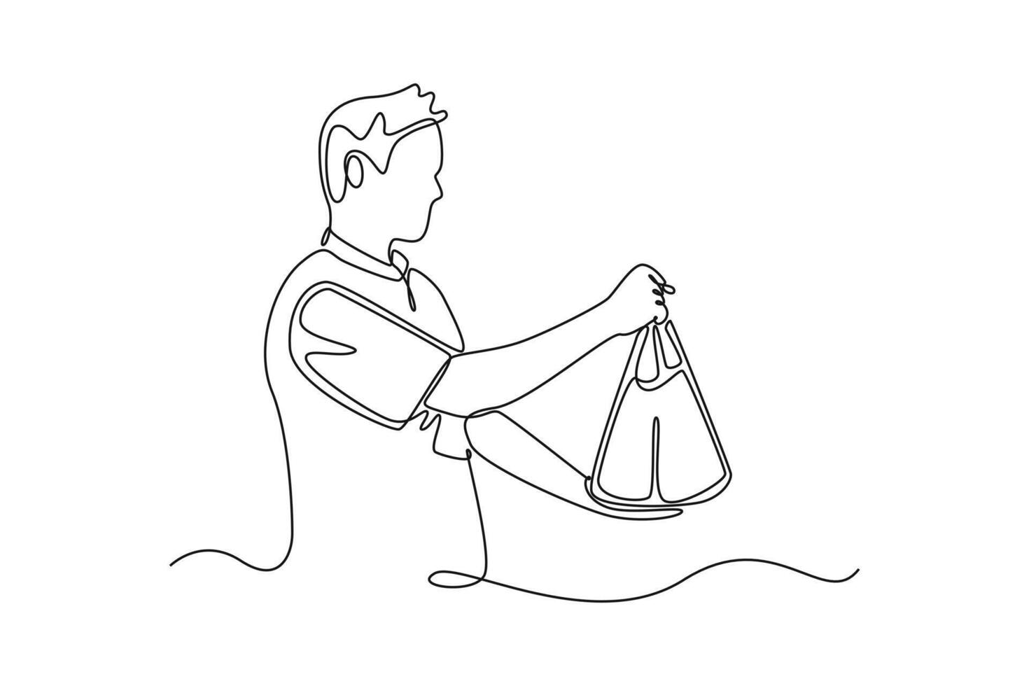 Charity and donation concept. Single line draw design graphic illustration. vector