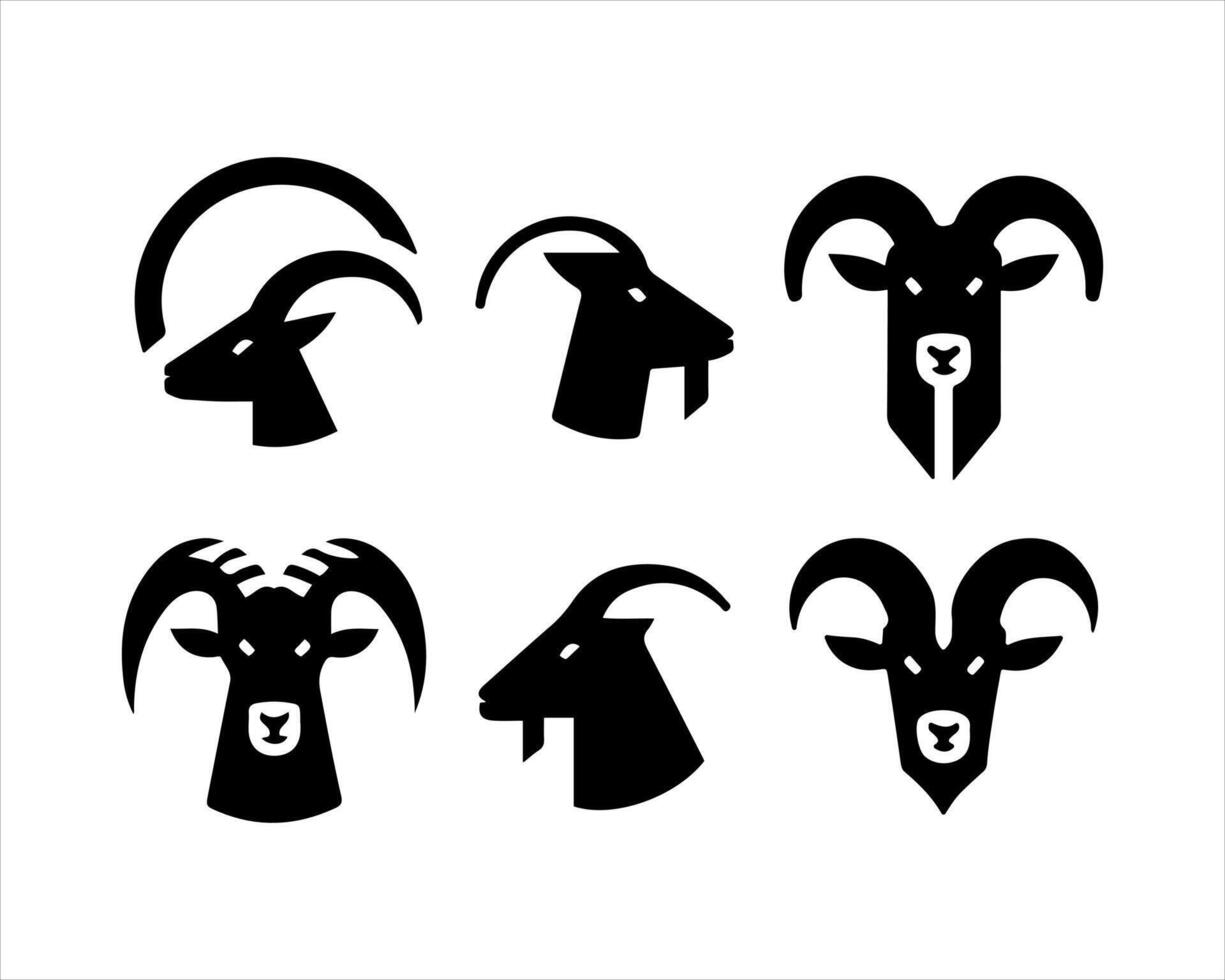 Goat head icon set illustration vector