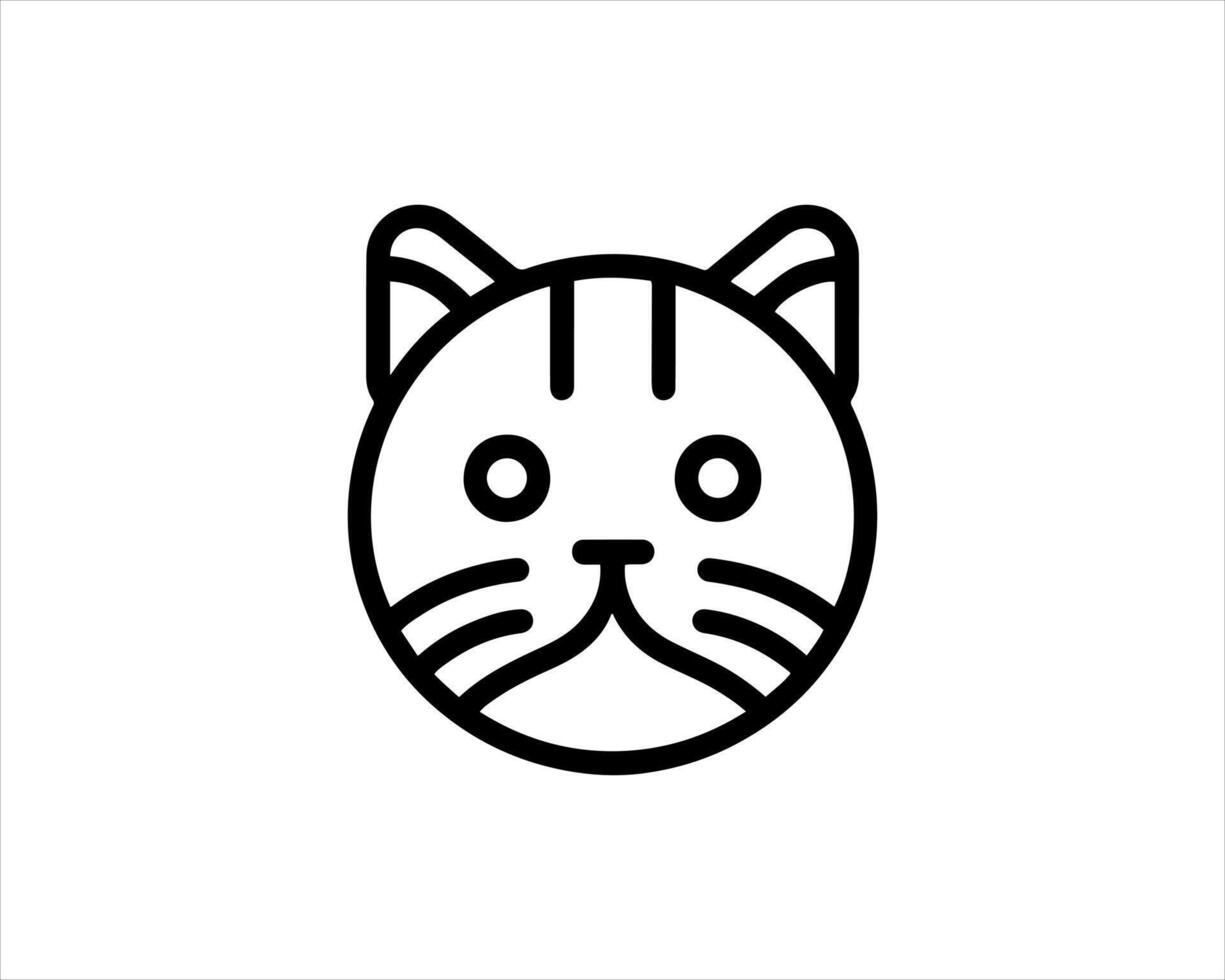 A black and white line drawing of a cat's face vector