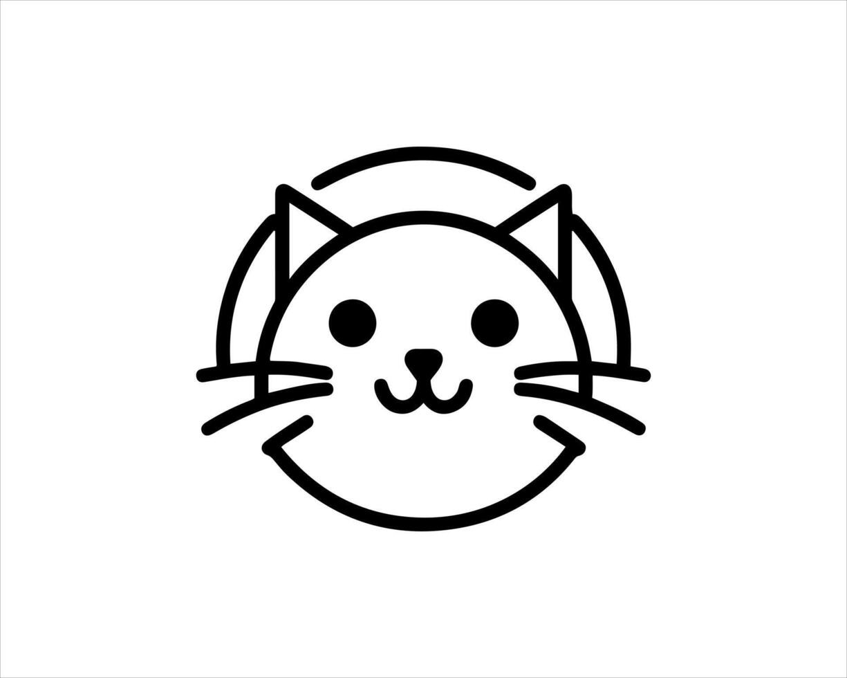 A cat face in a circle icon vector