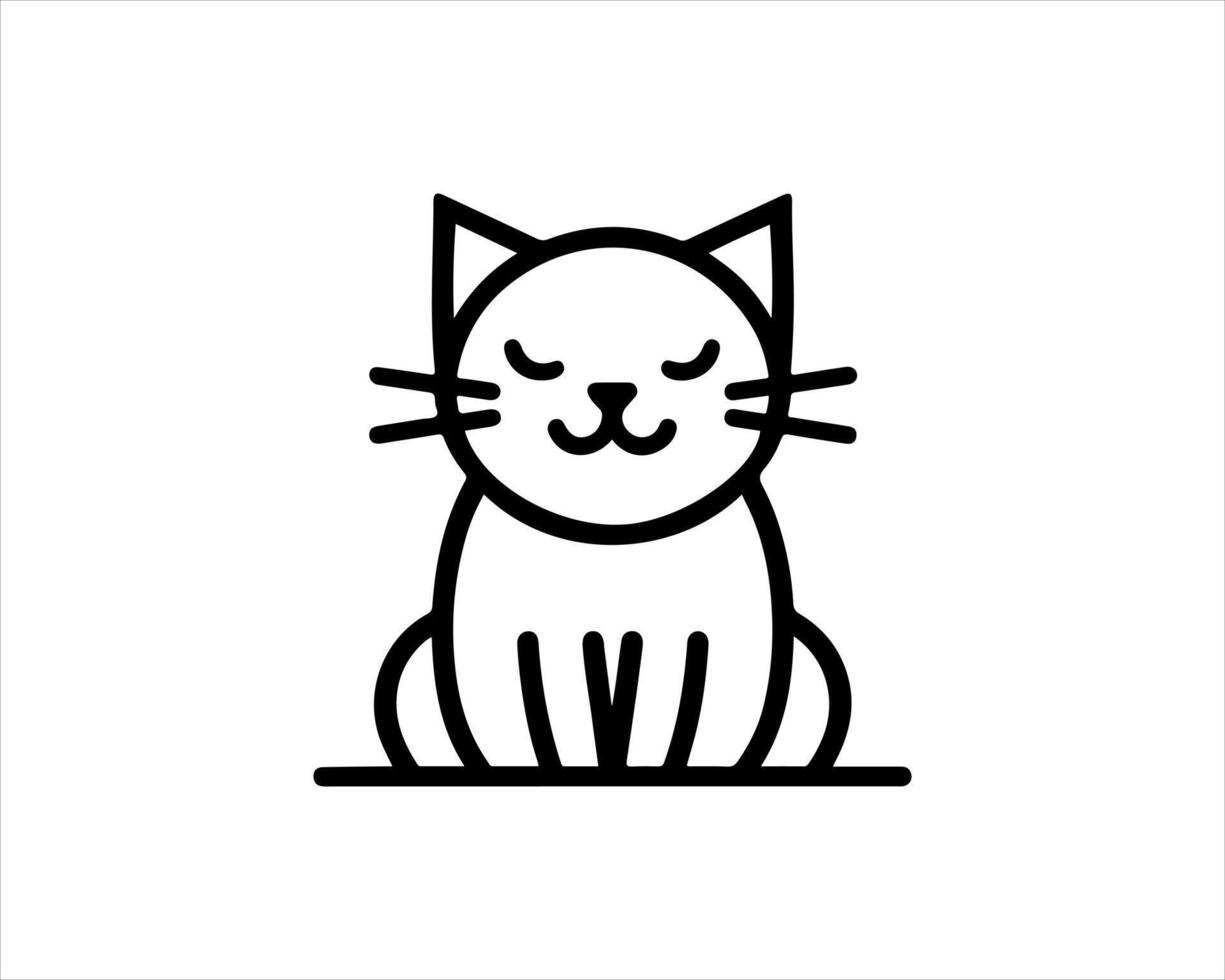 A cat is sitting on a table with its eyes closed vector