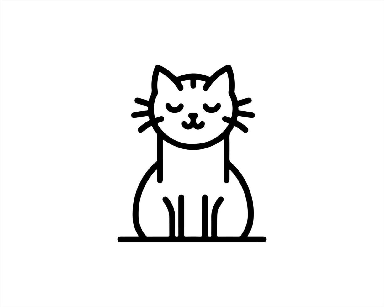 A cat is sitting on the floor in a line drawing vector