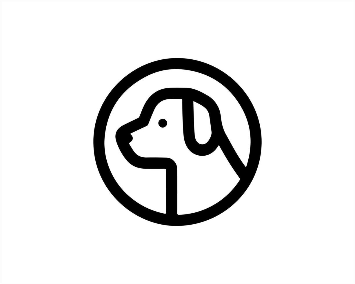 A dog is in a circle with a black outline vector