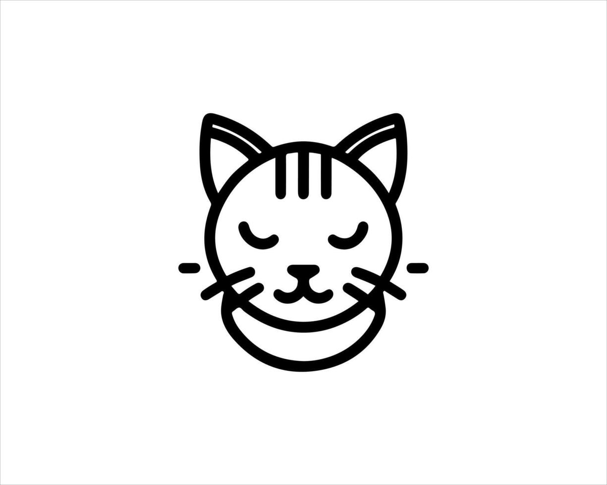 A cat's face is shown in a line drawing vector