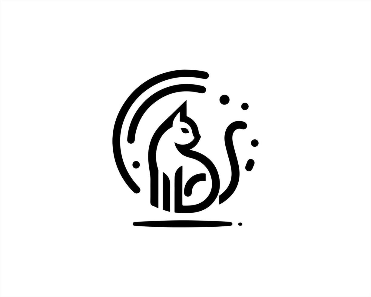 A black and white logo for a cat vector