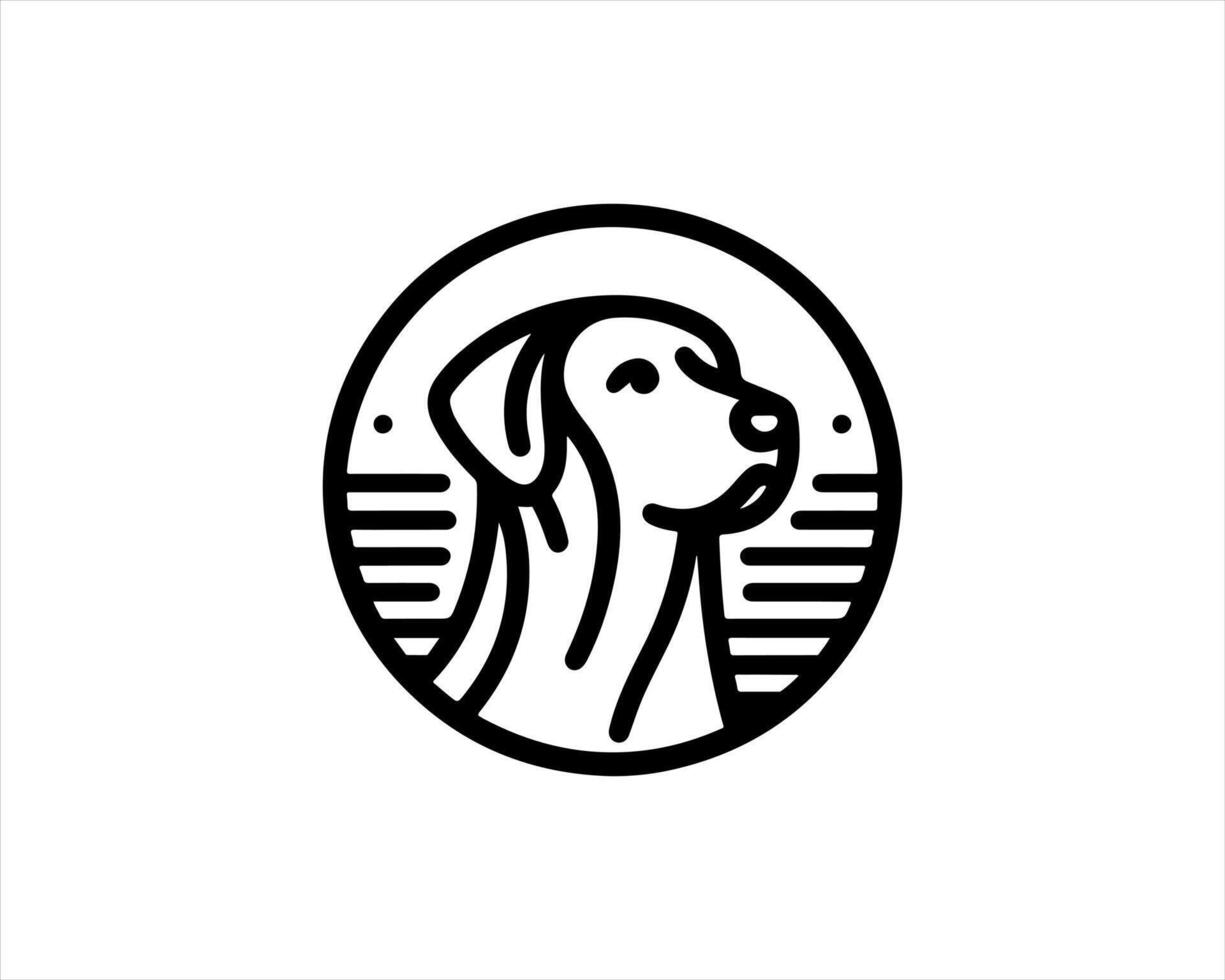 A dog logo with a black and white outline vector