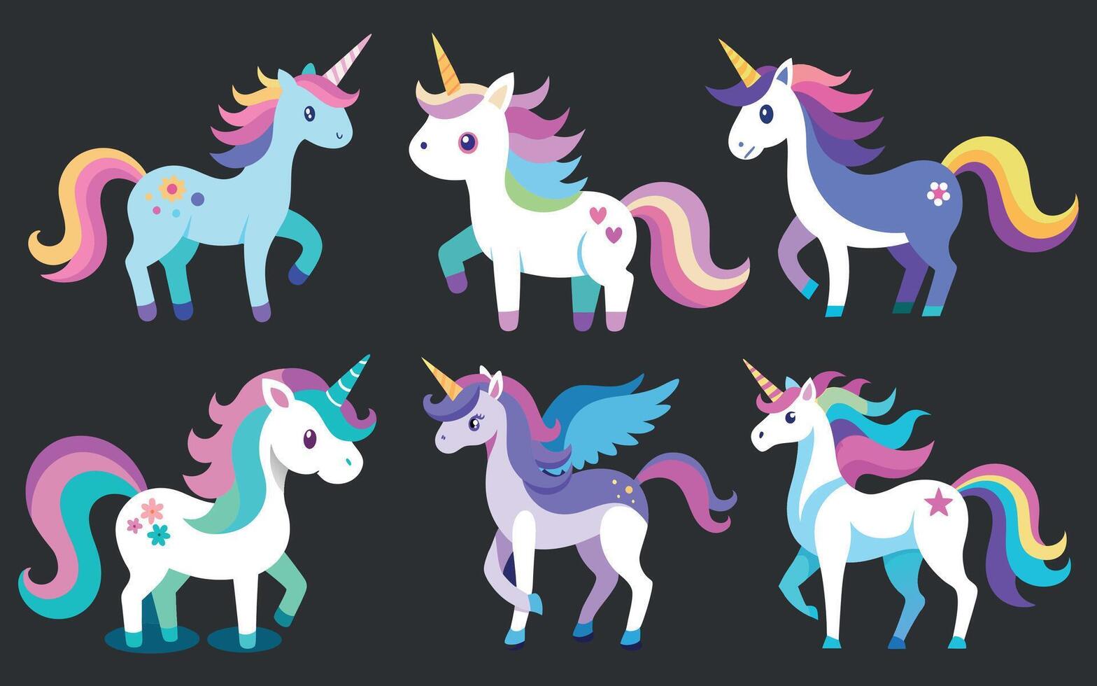 Unicorn Element Set vector