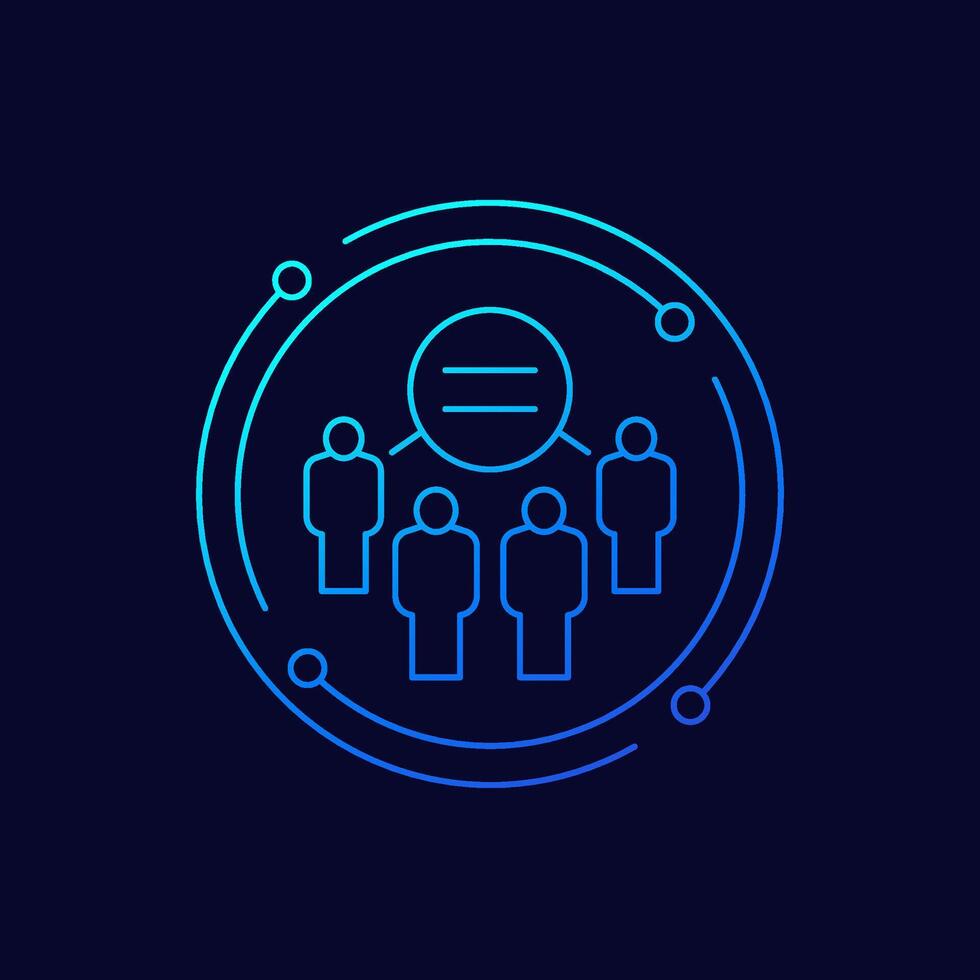 Social equality icon with people, linear design vector