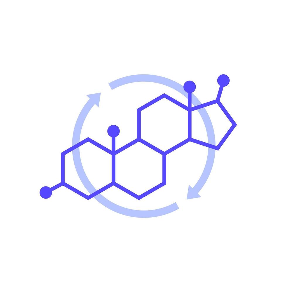 hormone replacement therapy icon with testosterone molecule vector