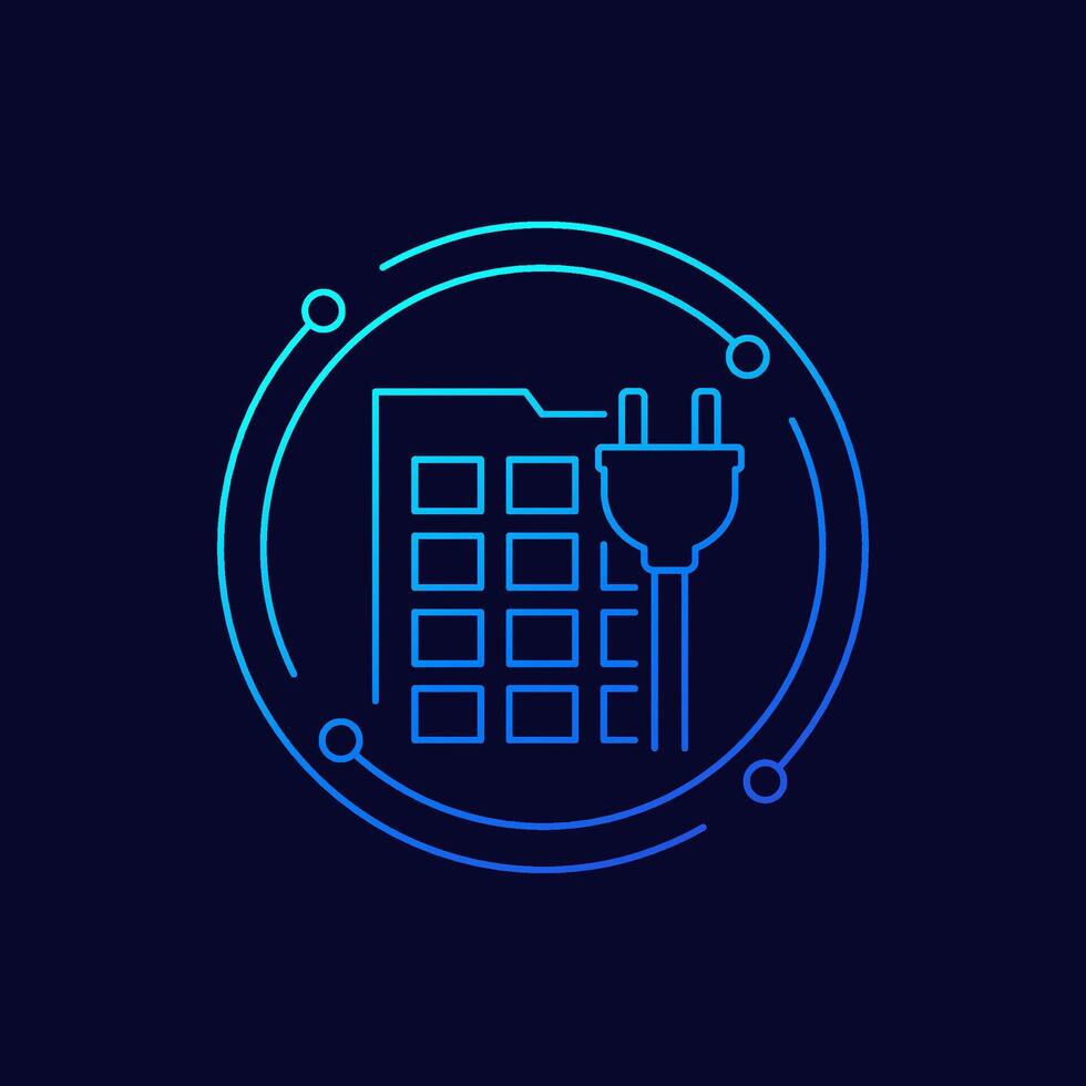 All-Electric buildings icon, linear design vector