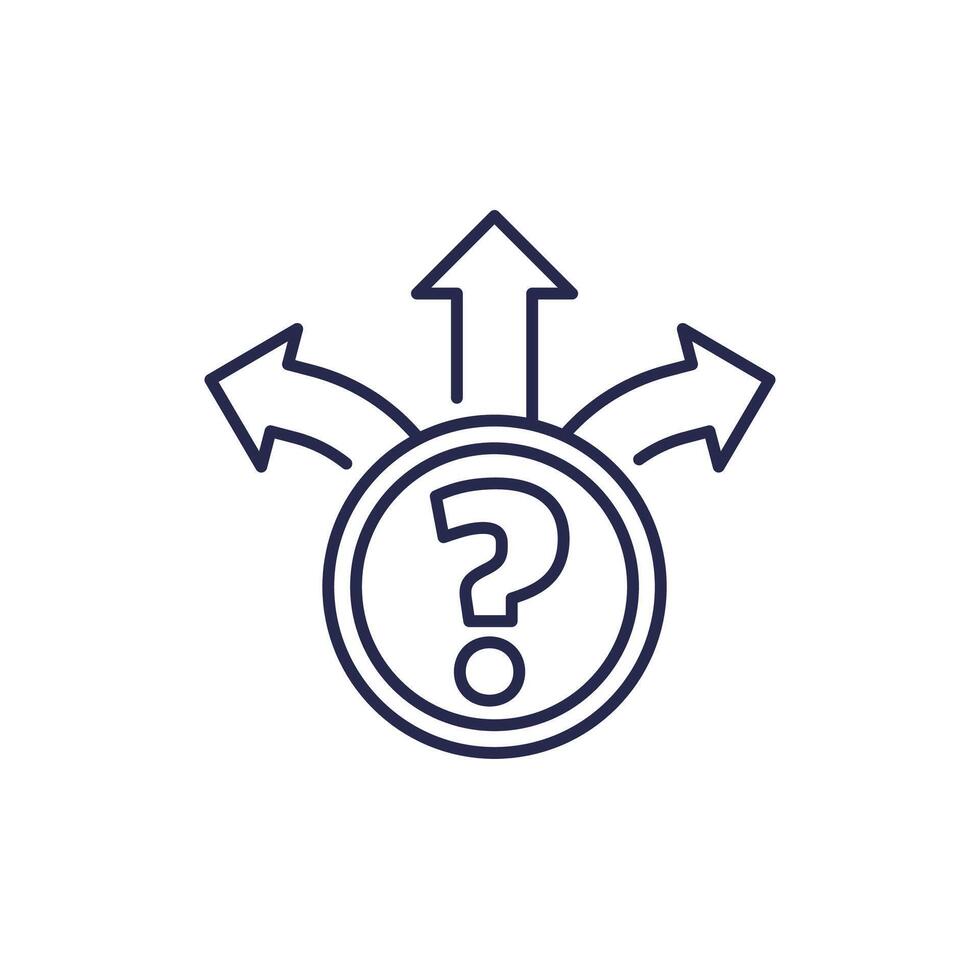uncertainty icon, decision making line vector