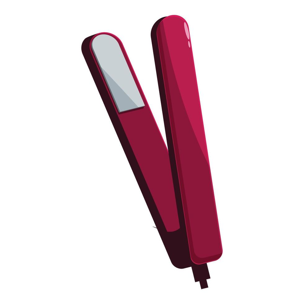 Hair straightener creating smooth and shiny hair style vector