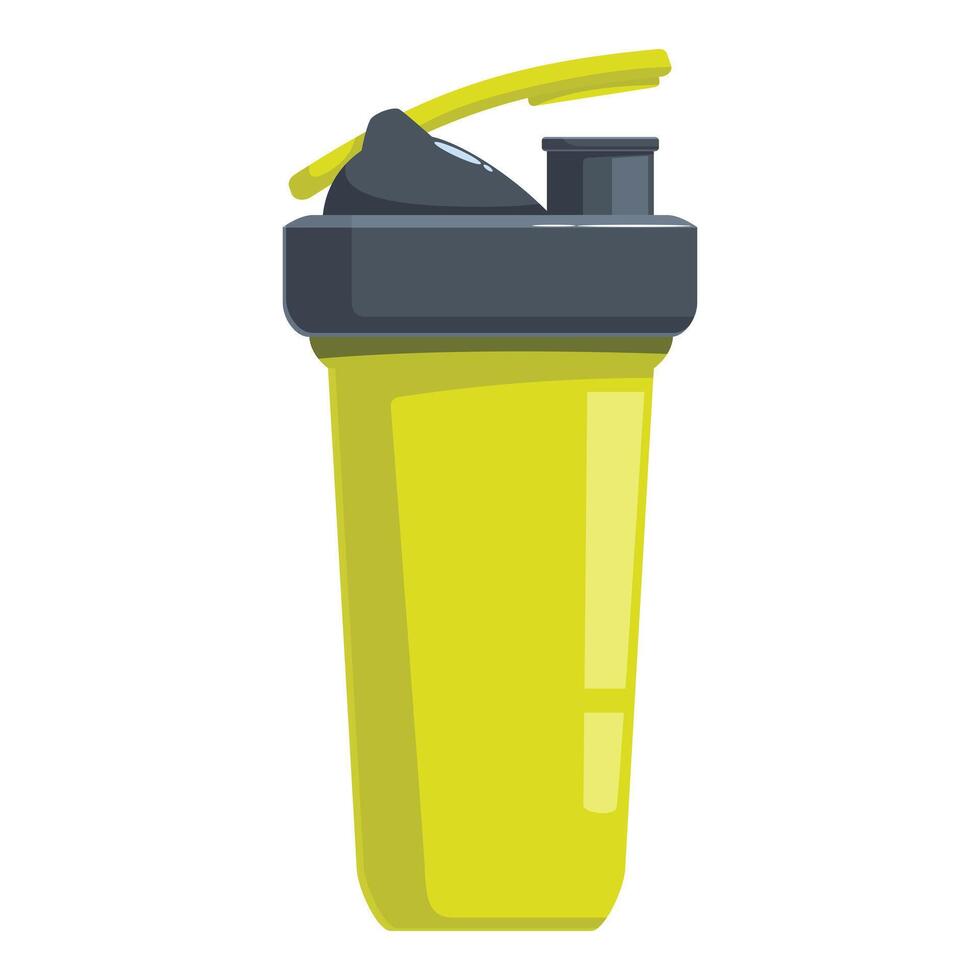 Yellow protein shaker bottle with open flip top lid vector