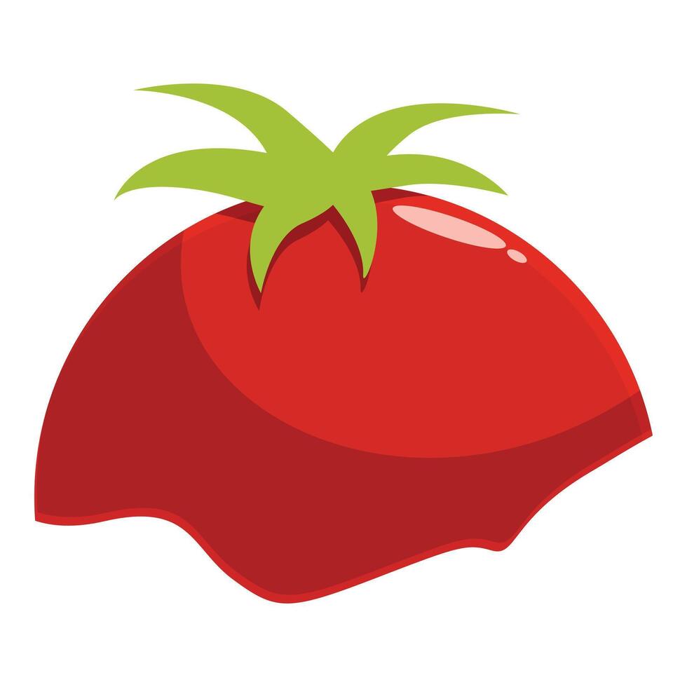 Half of juicy red tomato showing green leaves vector