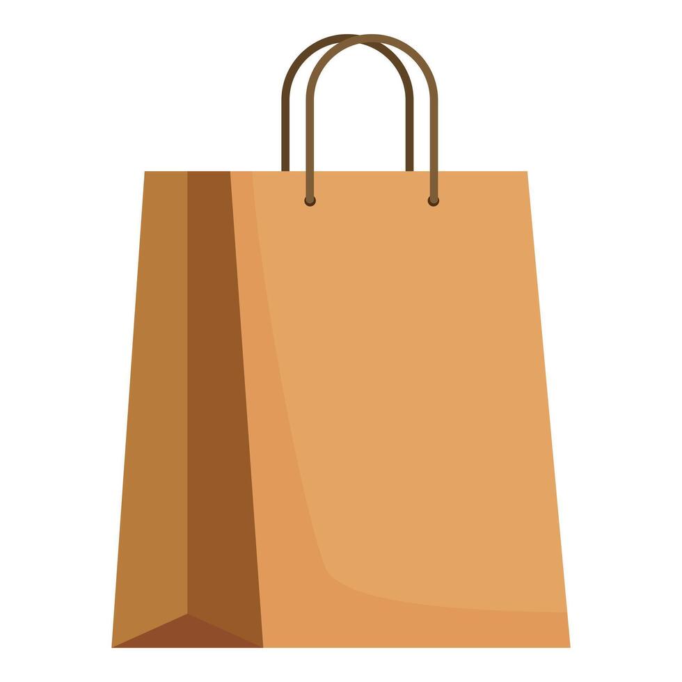 Brown paper shopping bag standing up with handles vector