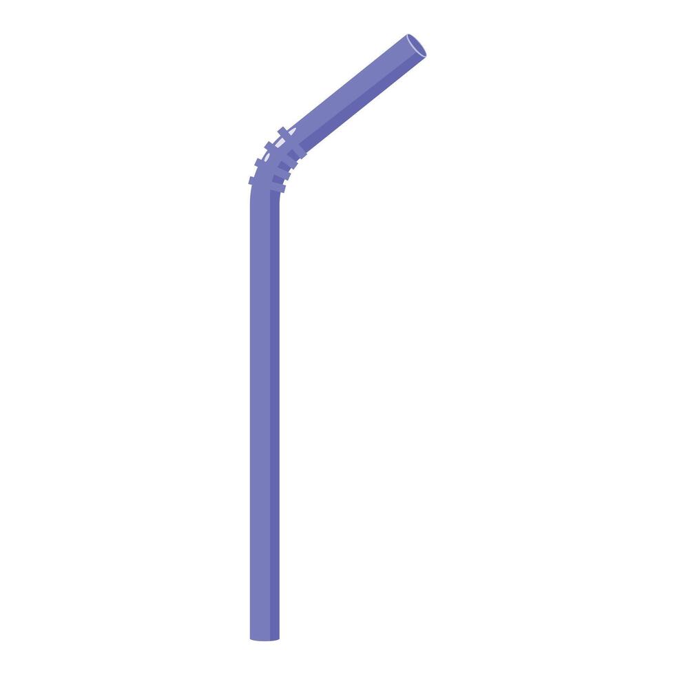 Purple flexible drinking straw with bending section isometric view vector