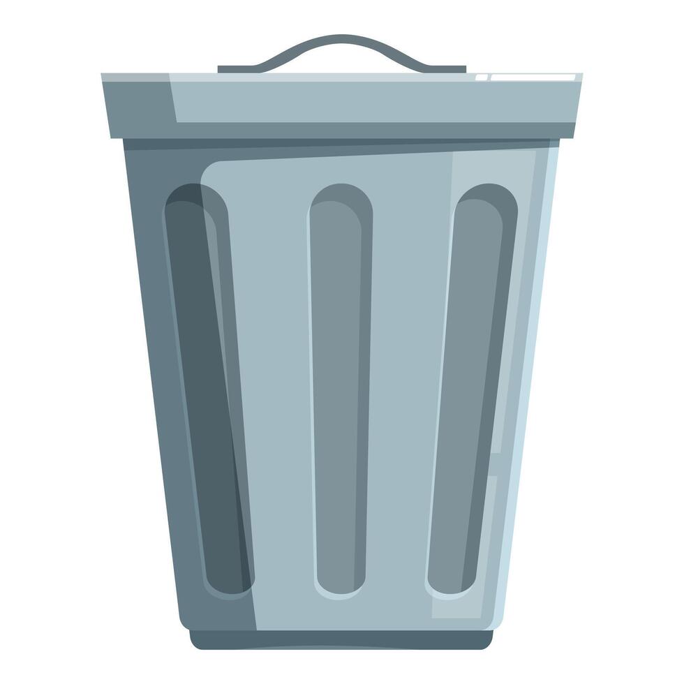 Metal trash can with handle for waste disposal vector